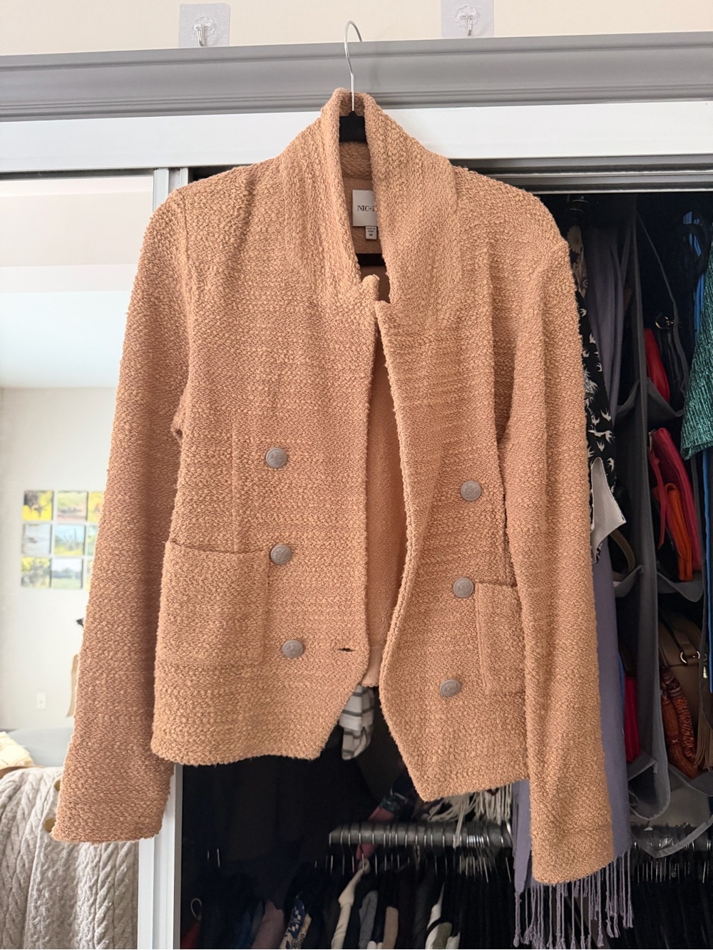 NIC+ZOE Tan Bouclé Double-Breasted Blazer